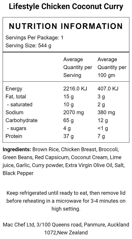 Lifestyle Chicken Coconut Curry