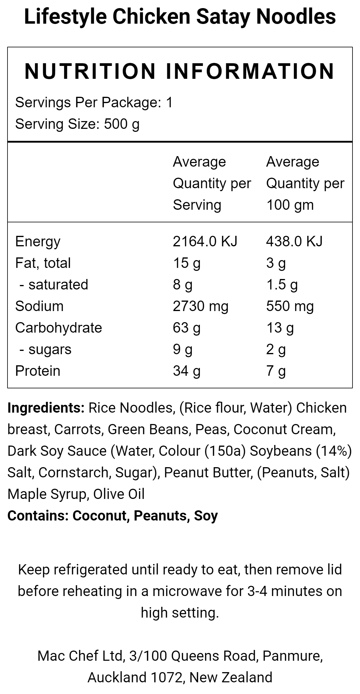 Lifestyle Chicken Satay Noodles